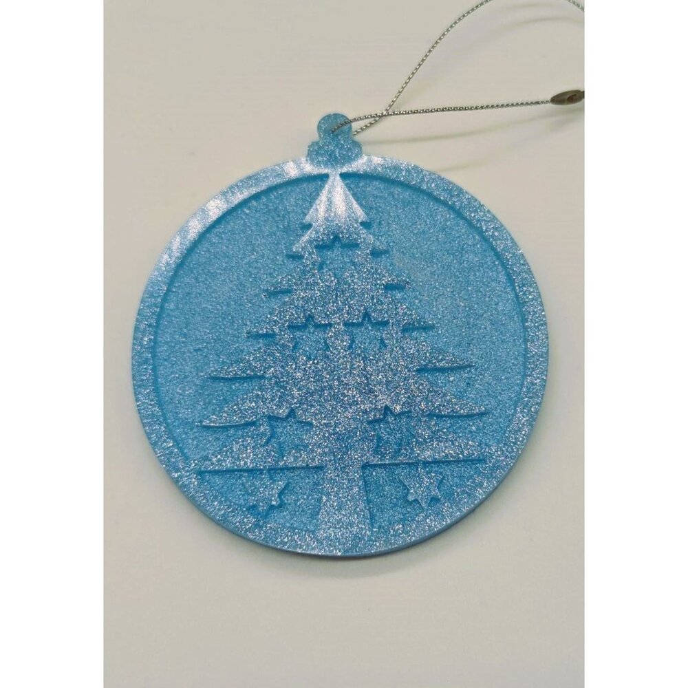 Christmas Ornaments Large Round with an Embedded Christmas Tree 4" NEW